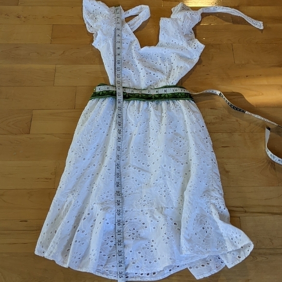 Japna embroidered see through flutter  sleeves dress white Reworked XS @z - Picture 11 of 12